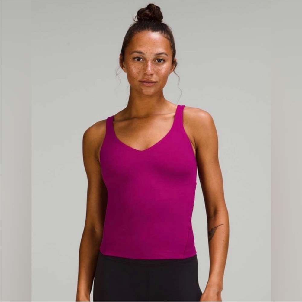 lululemon athletica Align Waist Length Fuchsia Magenta V‑Neck Tank Top size 10